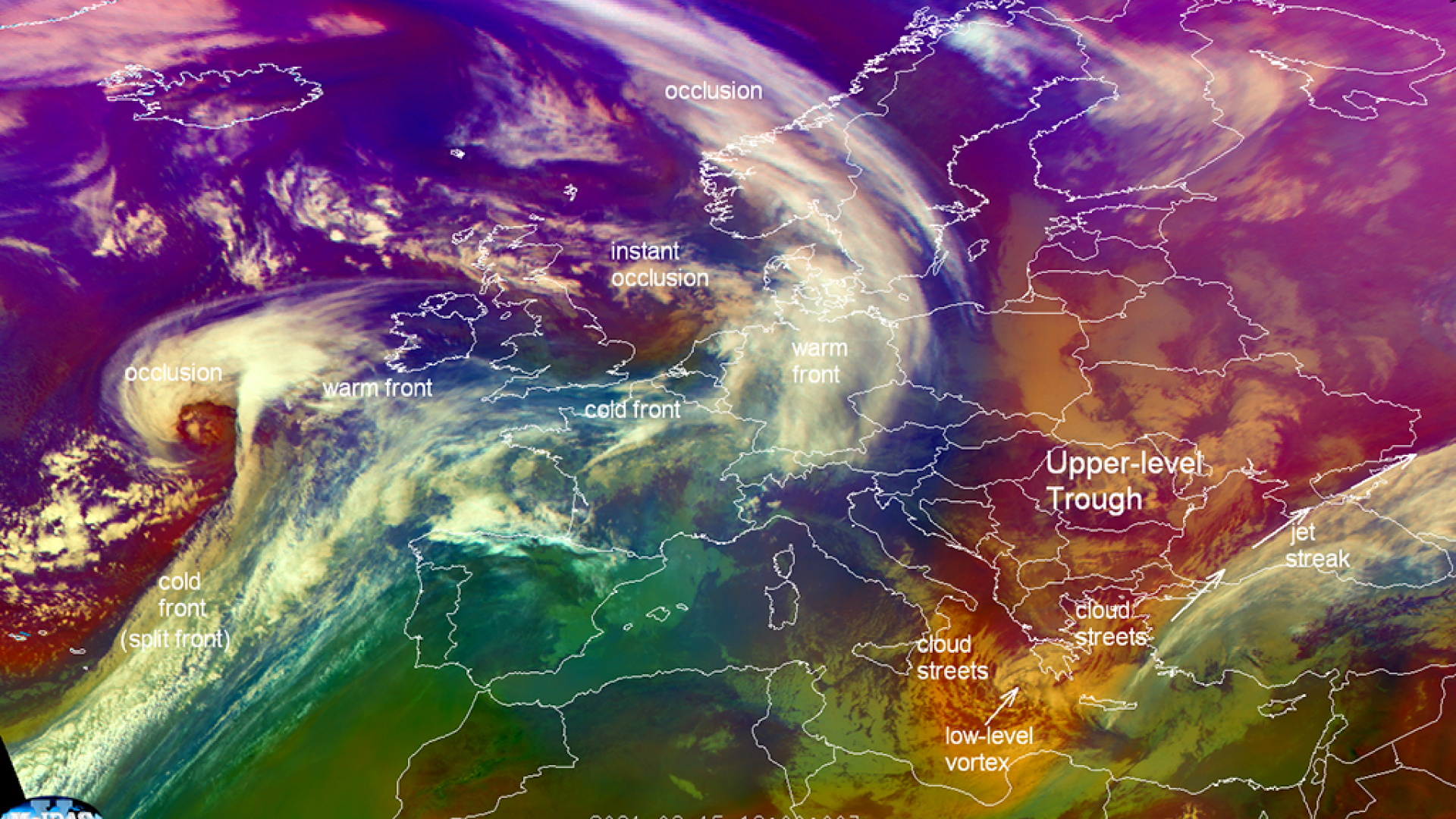 Met-11 Airmass RGB, 15 Feb 2021, annotated Met-11 Airmass RGB, 15 Feb 2021, annotated